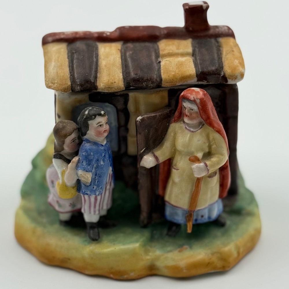 Antique Staffordshire Style Porcelain Cottage Spill Vase Figurine 3.25in
